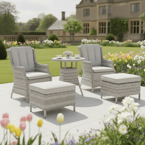 2 Seat Lounge Set with 2 Armchairs, 2 Footstools & Table