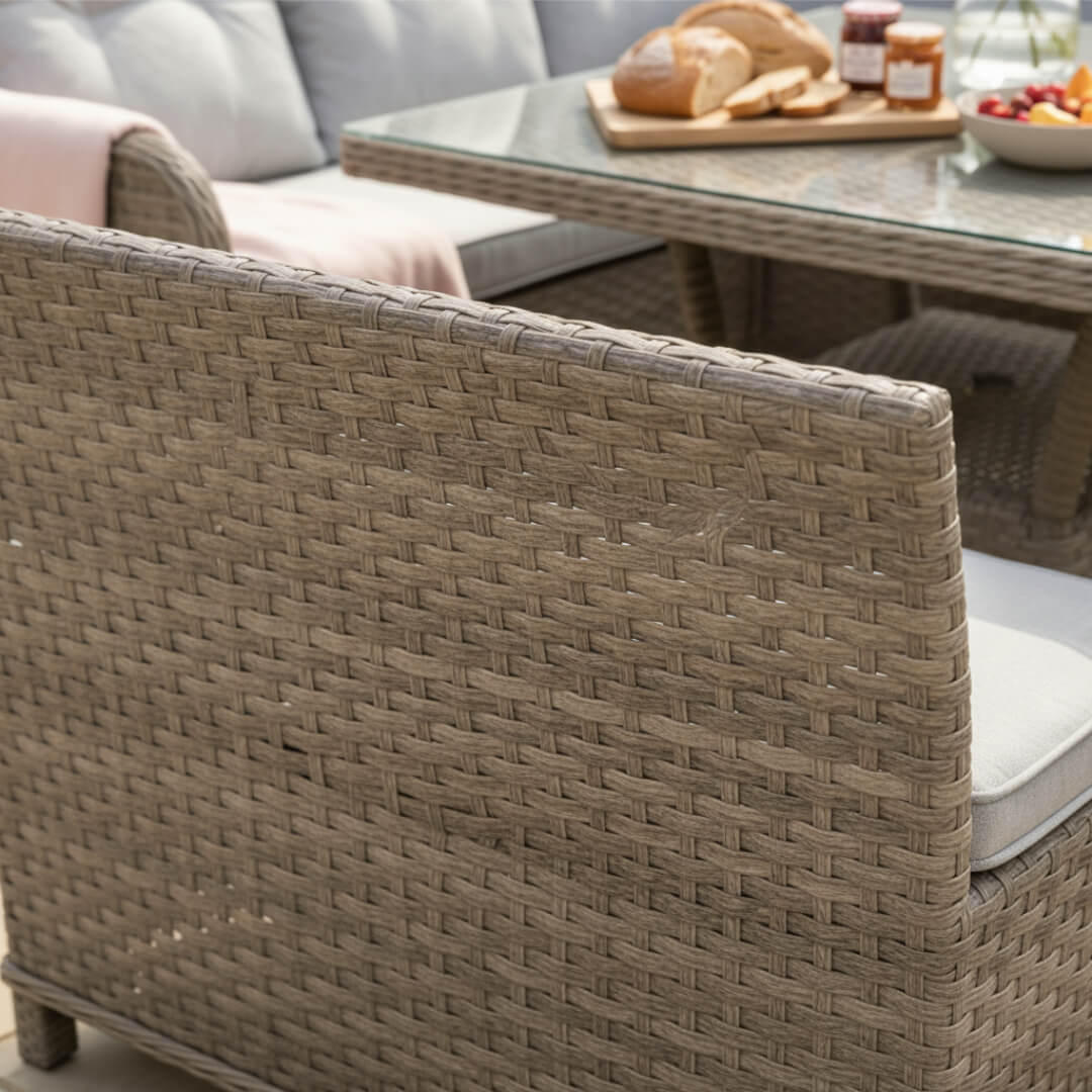 Curve Corner Sofa Set with 2 High Back Benches & Standard Dining Table