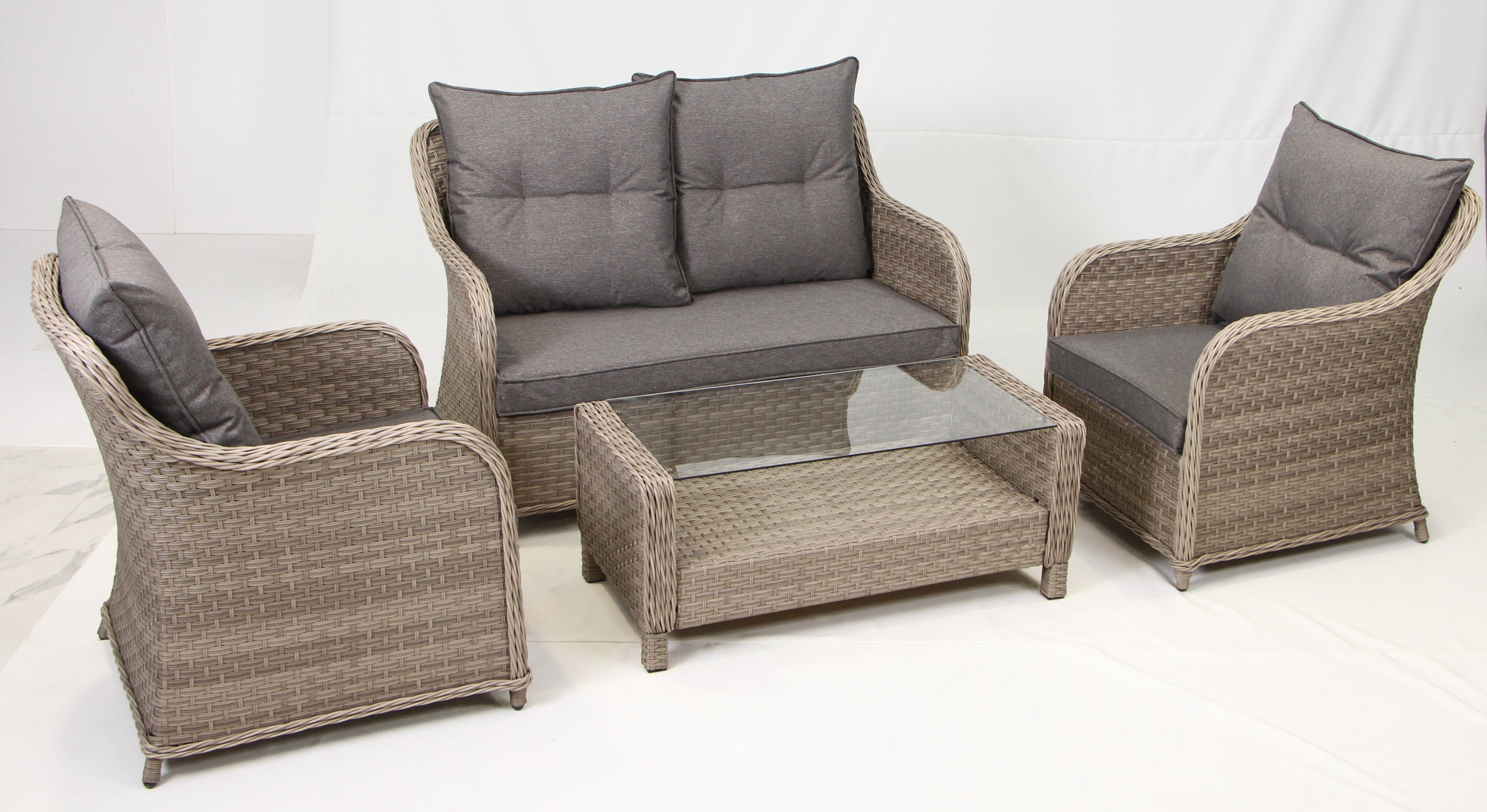 2-Seater Wingback Sofa Set, 2 Wingback Armchairs & Coffee Table