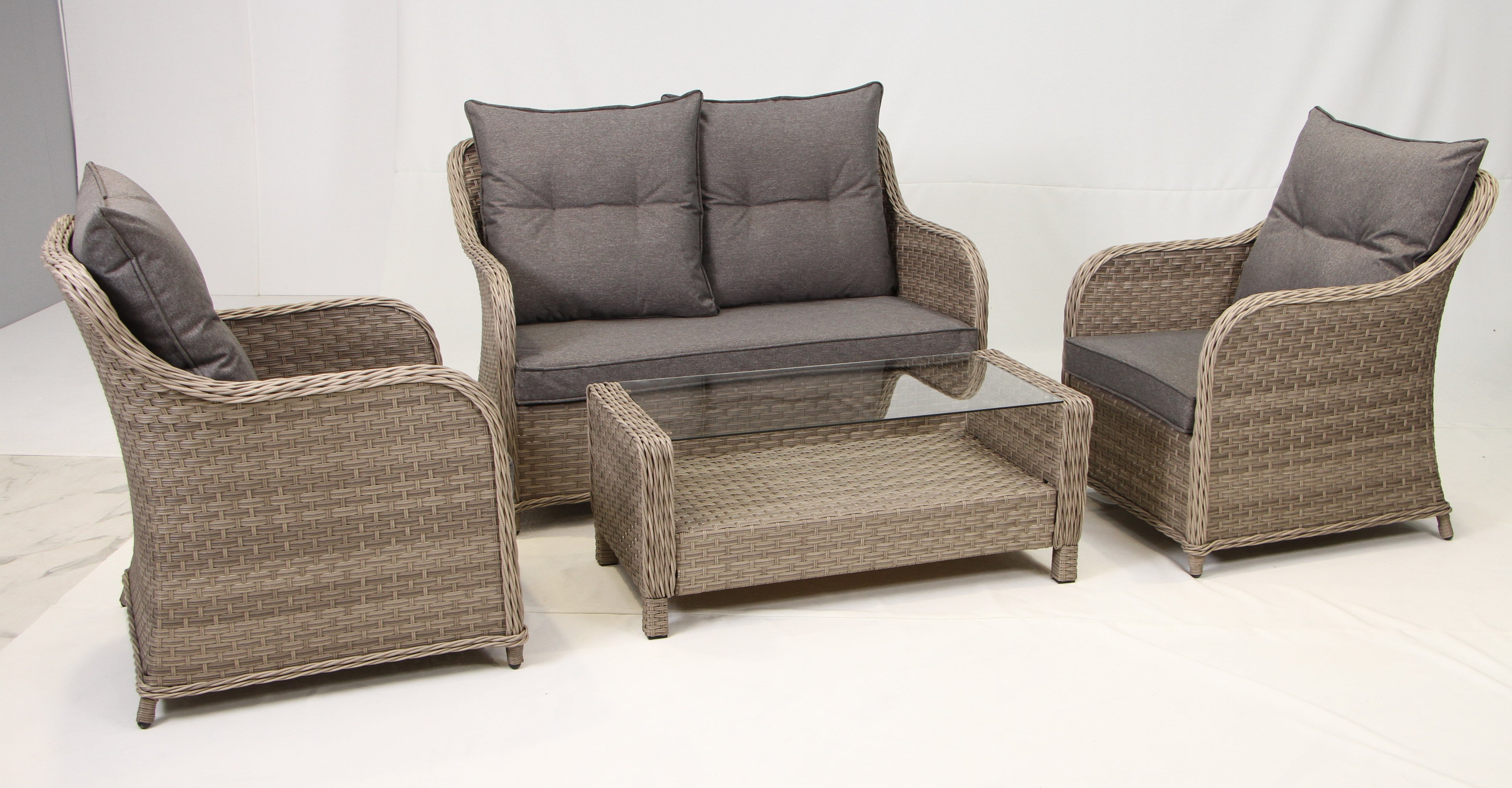 2-Seater Wingback Sofa Set, 2 Wingback Armchairs & Coffee Table