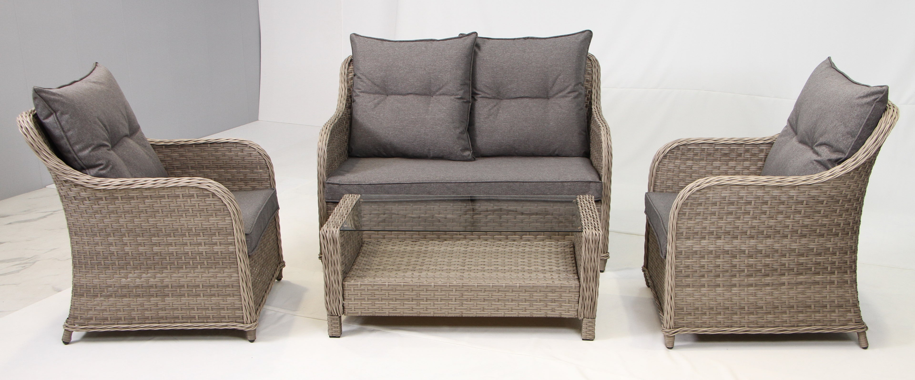 2-Seater Wingback Sofa Set, 2 Wingback Armchairs & Coffee Table