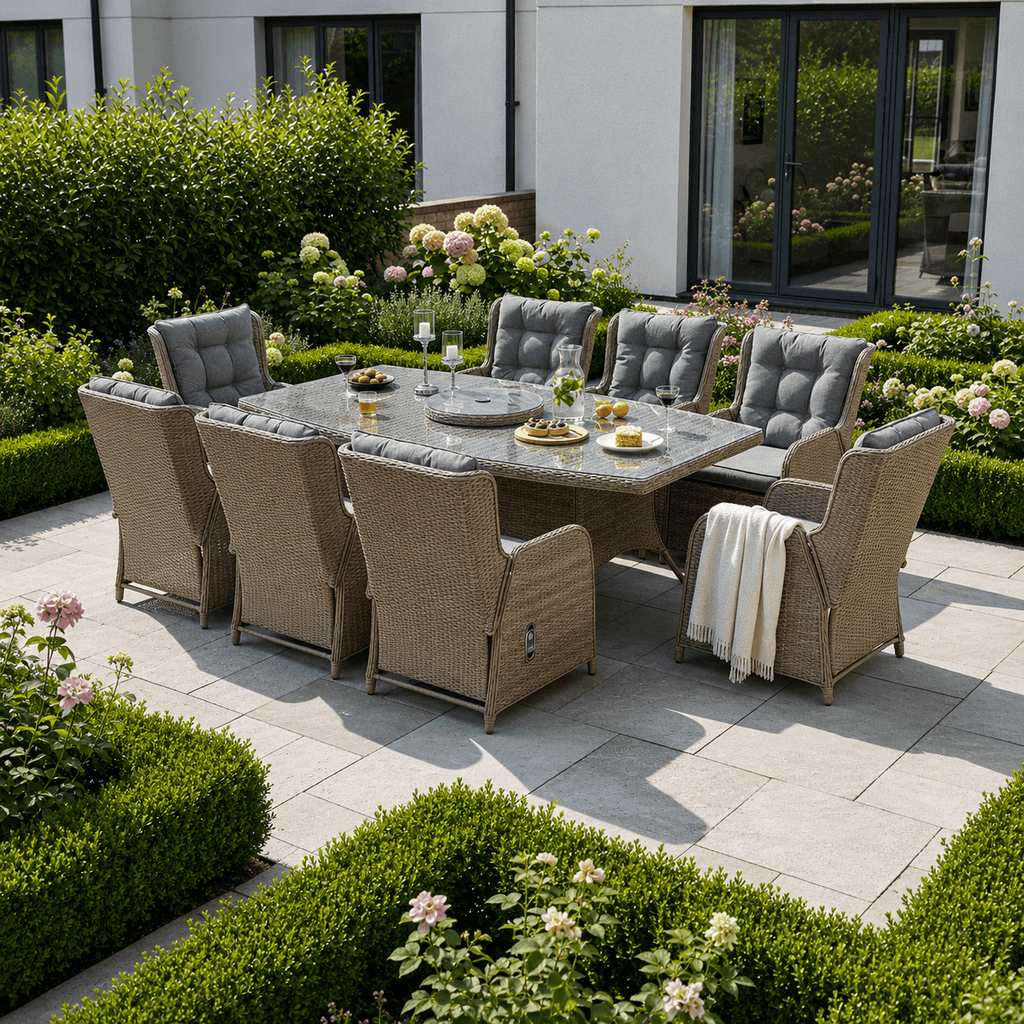 8 Chair Reclining Wingback Dining Set