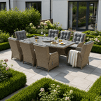 8 Chair Reclining Wingback Dining Set