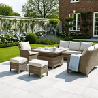 Curve Corner Sofa Set with 2 Stools, Piston Height Adjustable Table