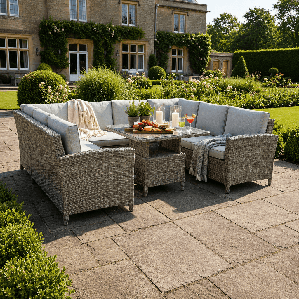 U Corner Sofa Set with Height Adjustable Table