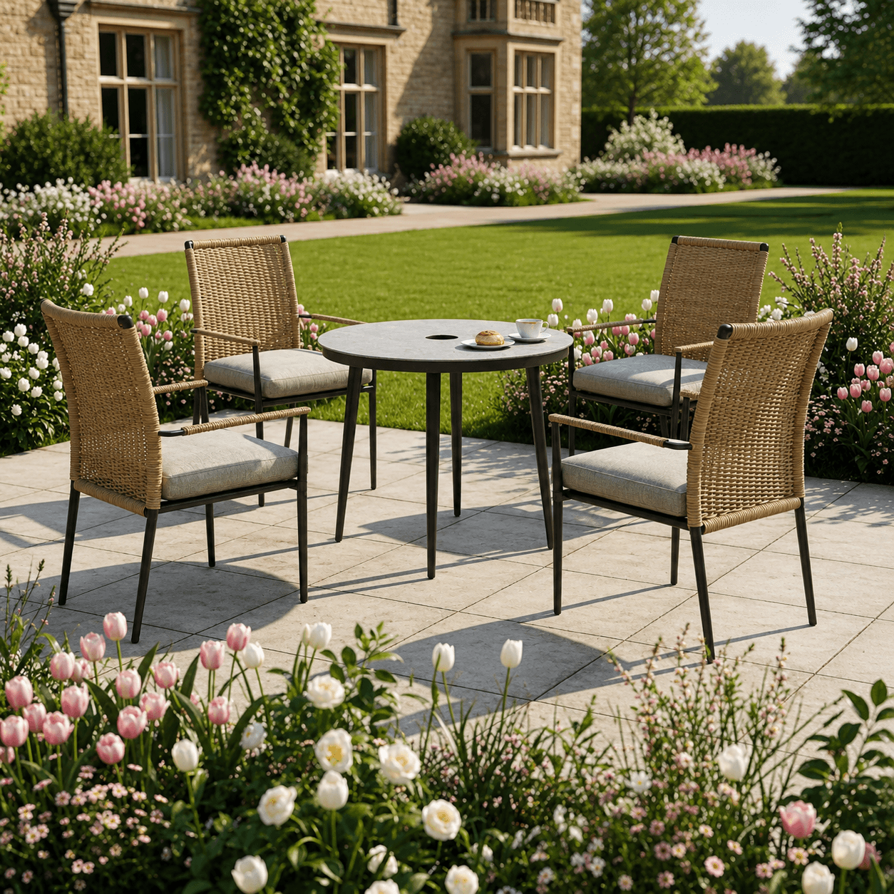 4 Chair Stacking Dining Set