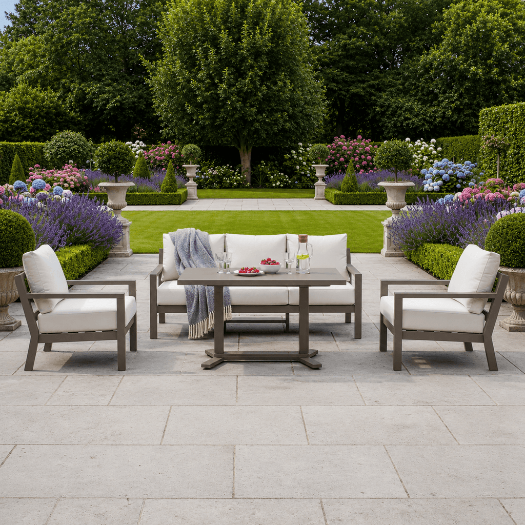 3-Seater Sofa Set with 2 Armchairs & Piston Height Adjustable Table