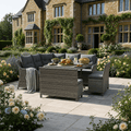 Curve Corner Sofa Set with 2 High Back Benches & Standard Dining Table