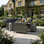 Curve Corner Sofa Set with 2 High Back Benches & Standard Dining Table