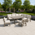 L Corner Sofa Set with 2 Stools, Piston Height Adjustable Table