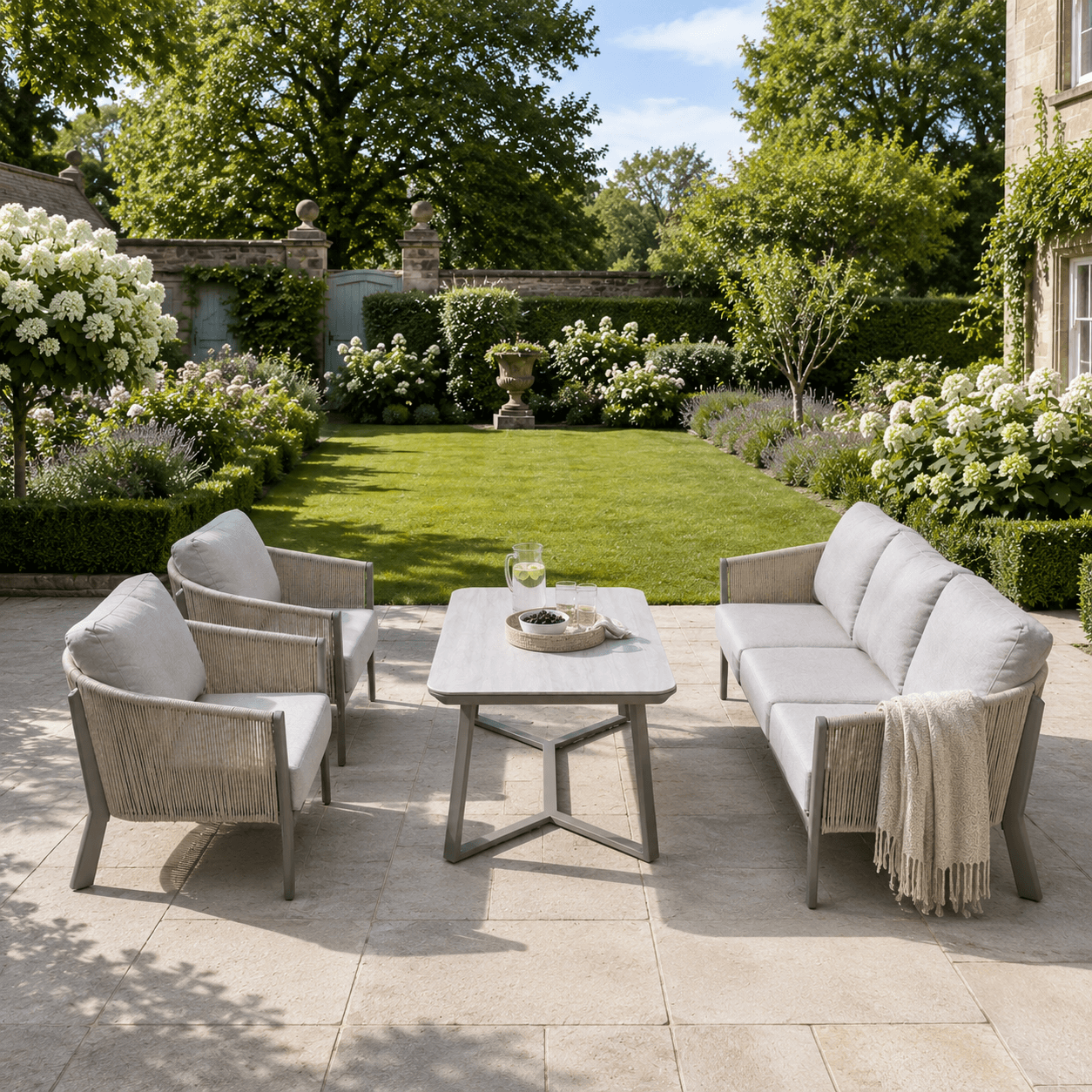 3-Seater Sofa Set with 2 Armchairs & Standard Table
