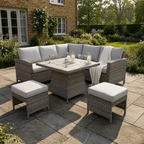 Square Corner Sofa Set with Firepit Table