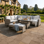 L Corner Sofa Set with Height Adjustable Table
