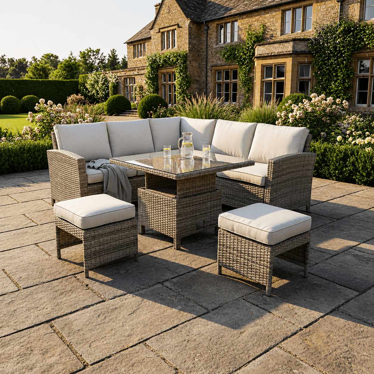Square Corner Set with Height Adjustable Table