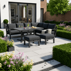 L Corner Sofa Set with 2 Stools & Piston Height Adjustable Table