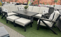 L Corner Sofa Set with Armchair & 2 Stools, Height Adjustable Table