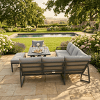 L Corner Sofa Set withArmchair, Bench & X-leg Dining Table
