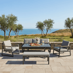 3-Seater Sofa Set with 2 Armchairs, Bench & X-Leg Dining Table