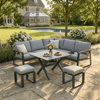 Square Corner Set with 2 Stools & X-leg Dining Table