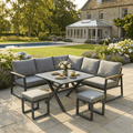 Square Corner Set with 2 Stools & X-leg Dining Table