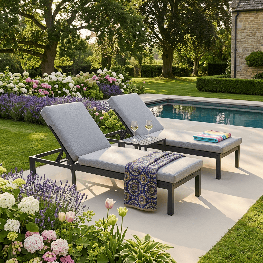 Sunlounger Set with Side Table