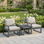 2 Chair Lounge Bistro Set with Nest of Coffee Tables