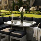 Curved Corner Sofa Set with Armchair, 2 Stools & Height Adjustable Table