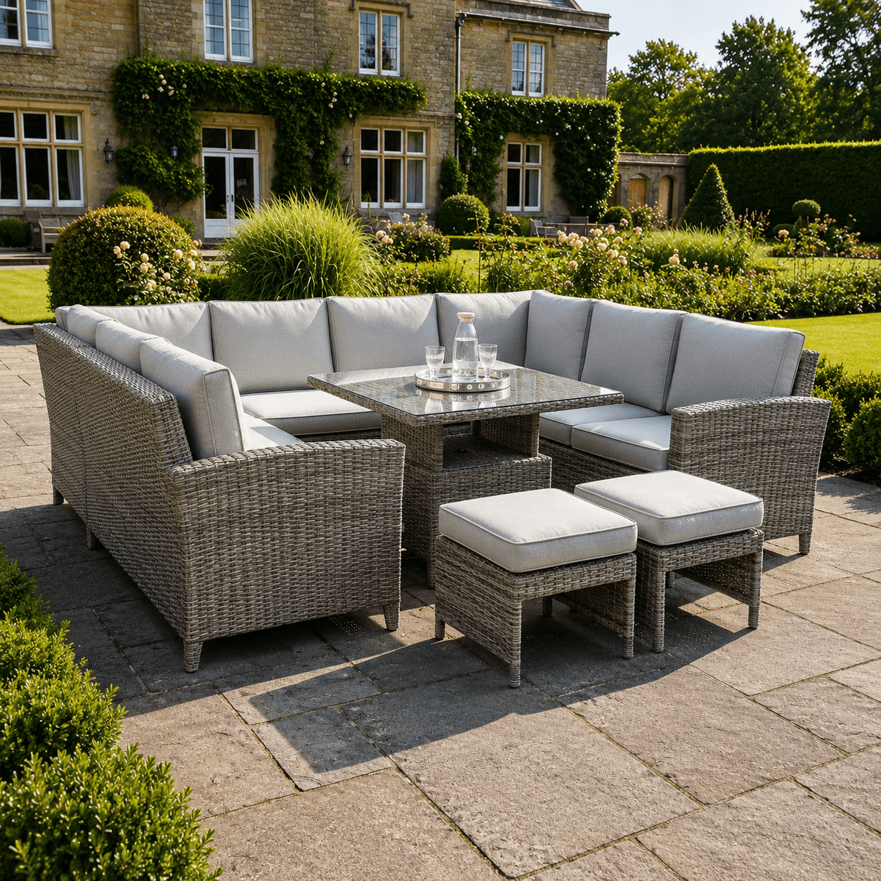 U Corner Sofa Set with Height Adjustable Table