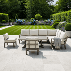 L Corner Sofa Set with 2 Stools, Piston Height Adjustable Table