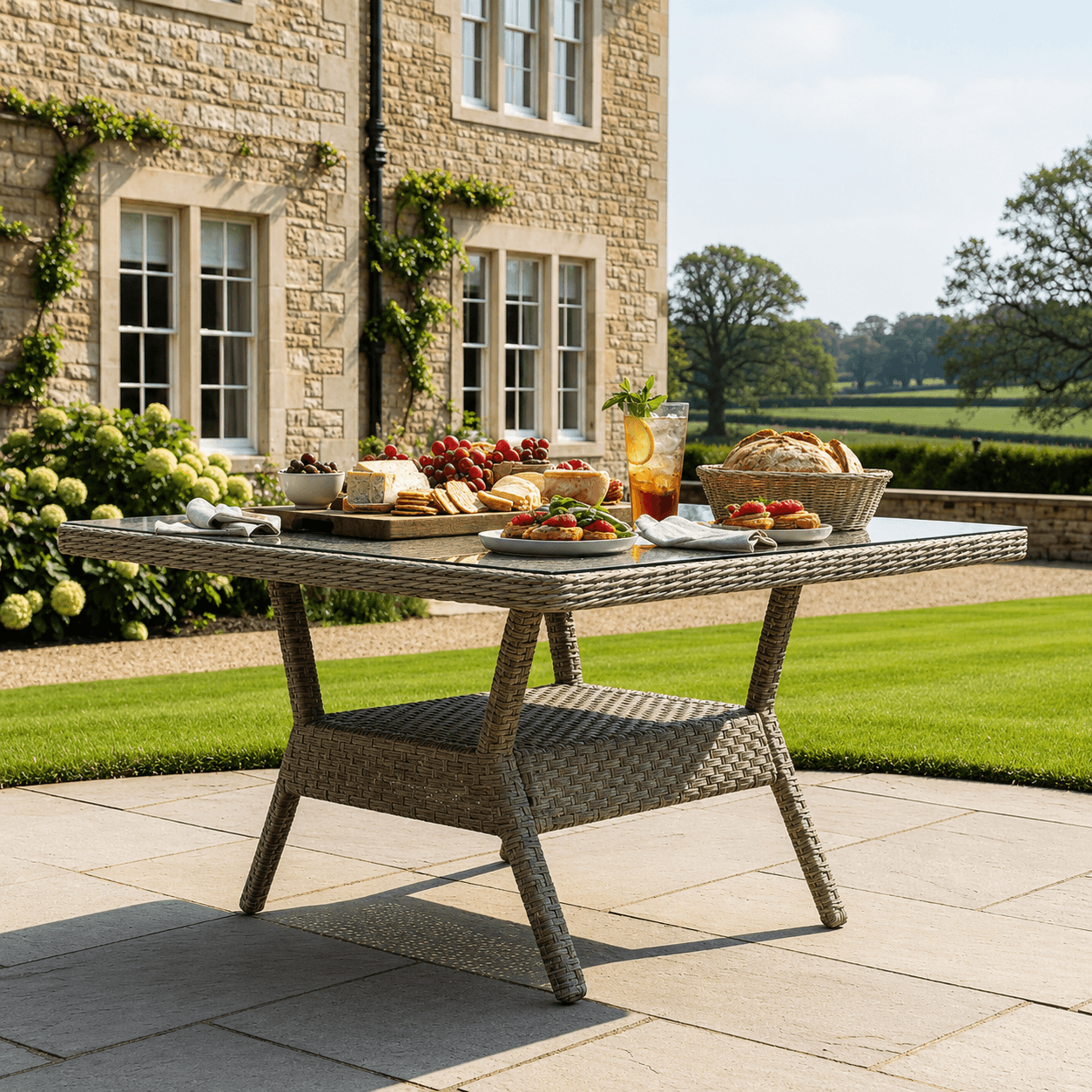 Curve Corner Sofa Set with 2 High Back Benches & Standard Dining Table