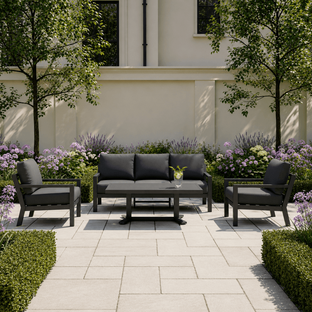 3-Seater Sofa Set with 2 Armchairs & Piston Height Adjustable Table