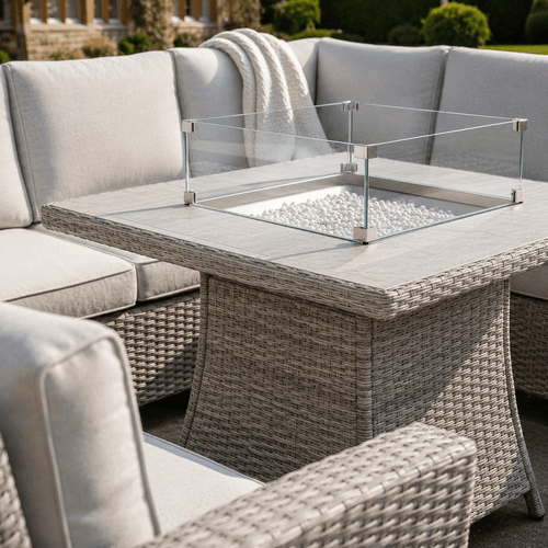Square Corner Sofa Set with Firepit Table