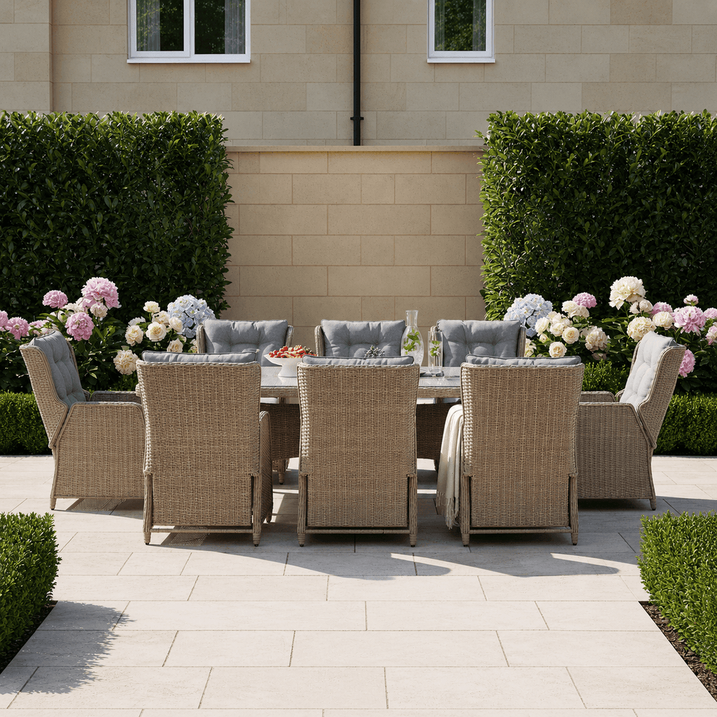 8 Chair Reclining Wingback Dining Set