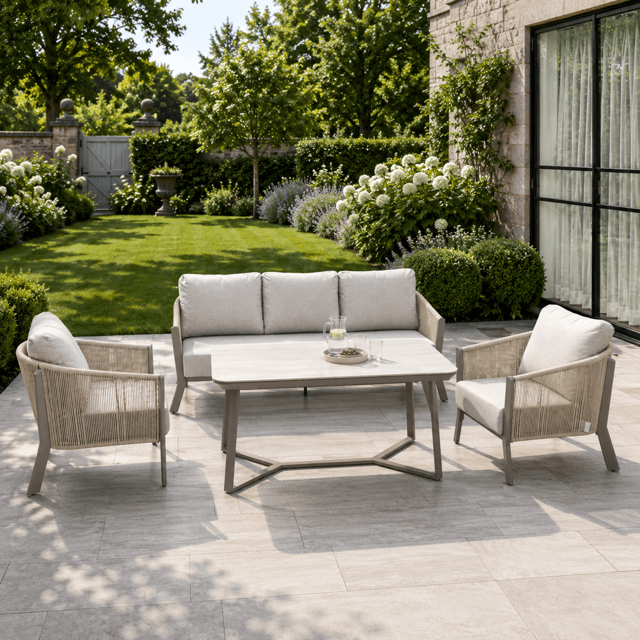3-Seater Sofa Set with 2 Armchairs & Standard Table