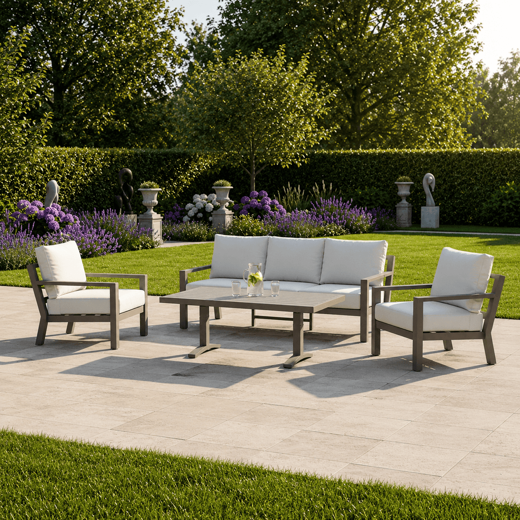 3-Seater Sofa Set with 2 Armchairs & Piston Height Adjustable Table