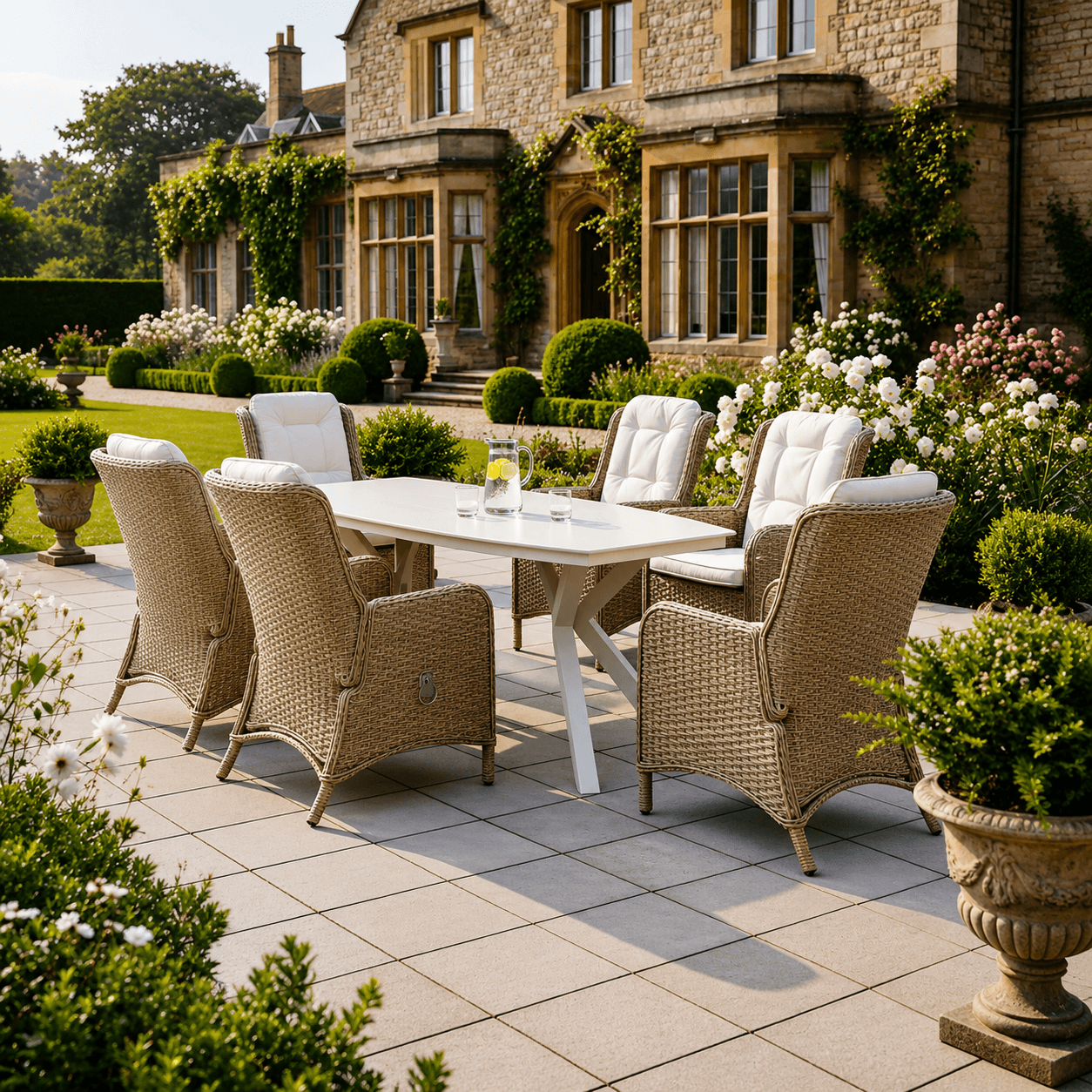 6 Chair Reclining Wingback Dining Set