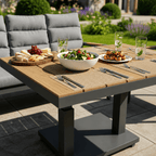 Reclining 3-Seater Sofa Set, 2 Reclining Armchairs, 1 Bench & Piston Height Adjustable Table