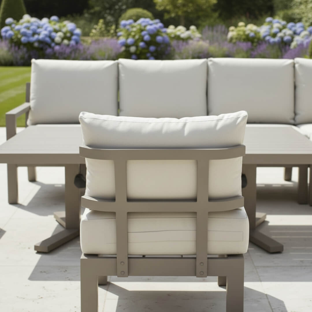 L Corner Sofa Set with 2 Stools, Piston Height Adjustable Table