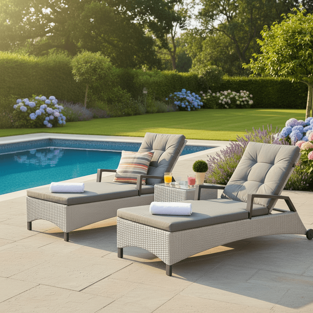 Sunlounger Set with Side Table