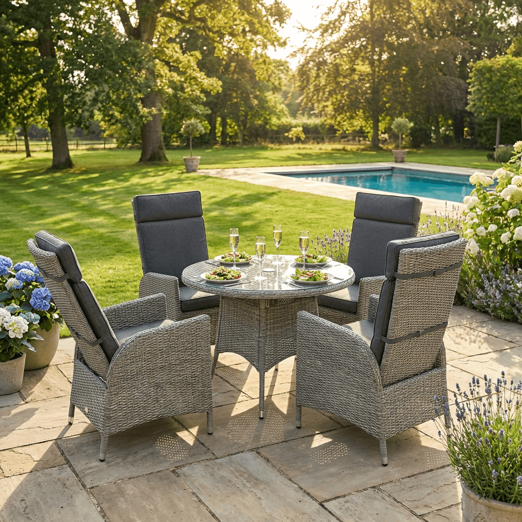 4 Chair Reclining Dining Set