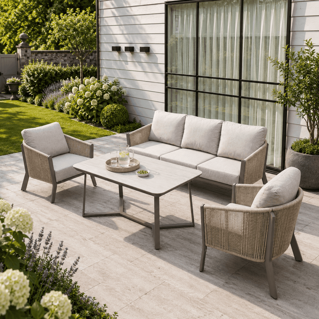 3-Seater Sofa Set with 2 Armchairs & Standard Table