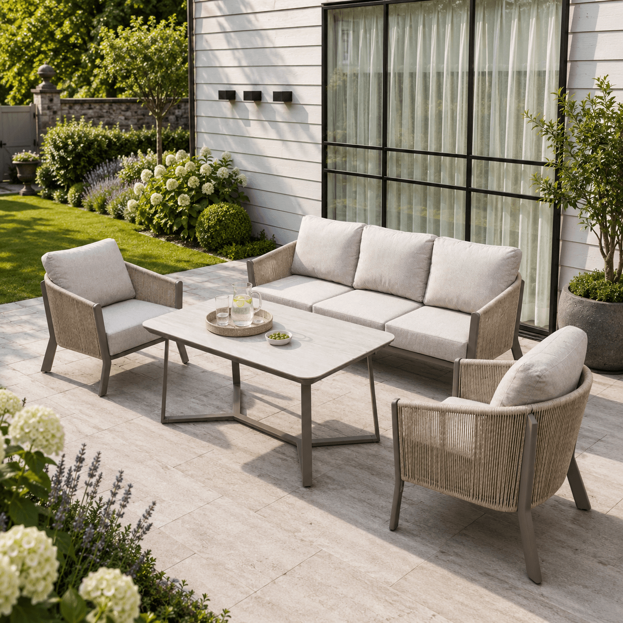 3-Seater Sofa Set with 2 Armchairs & Standard Table
