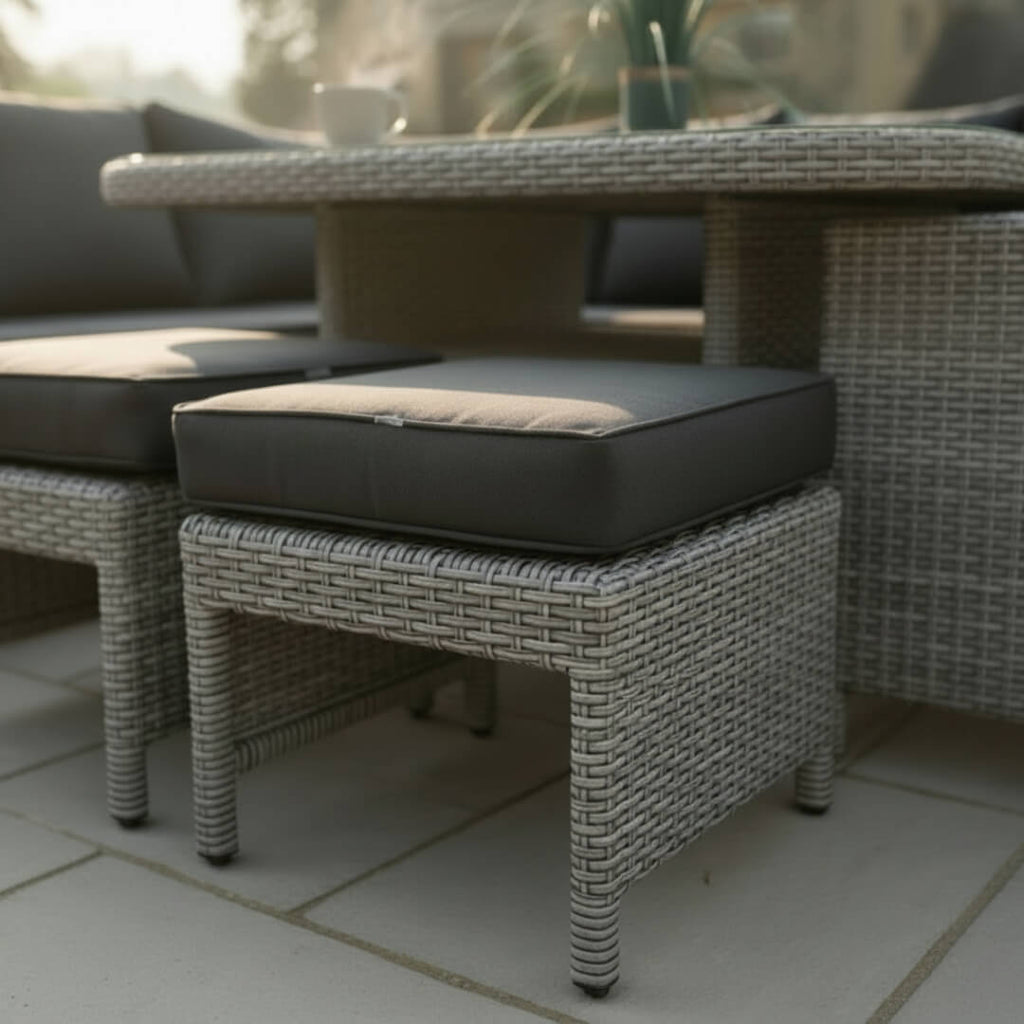 Curved Corner Sofa Set with Armchair, 2 Stools & Height Adjustable Table