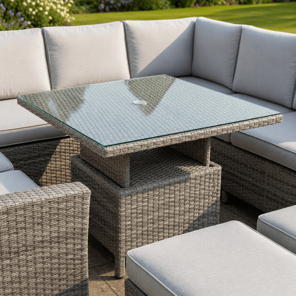 U Corner Sofa Set with Height Adjustable Table