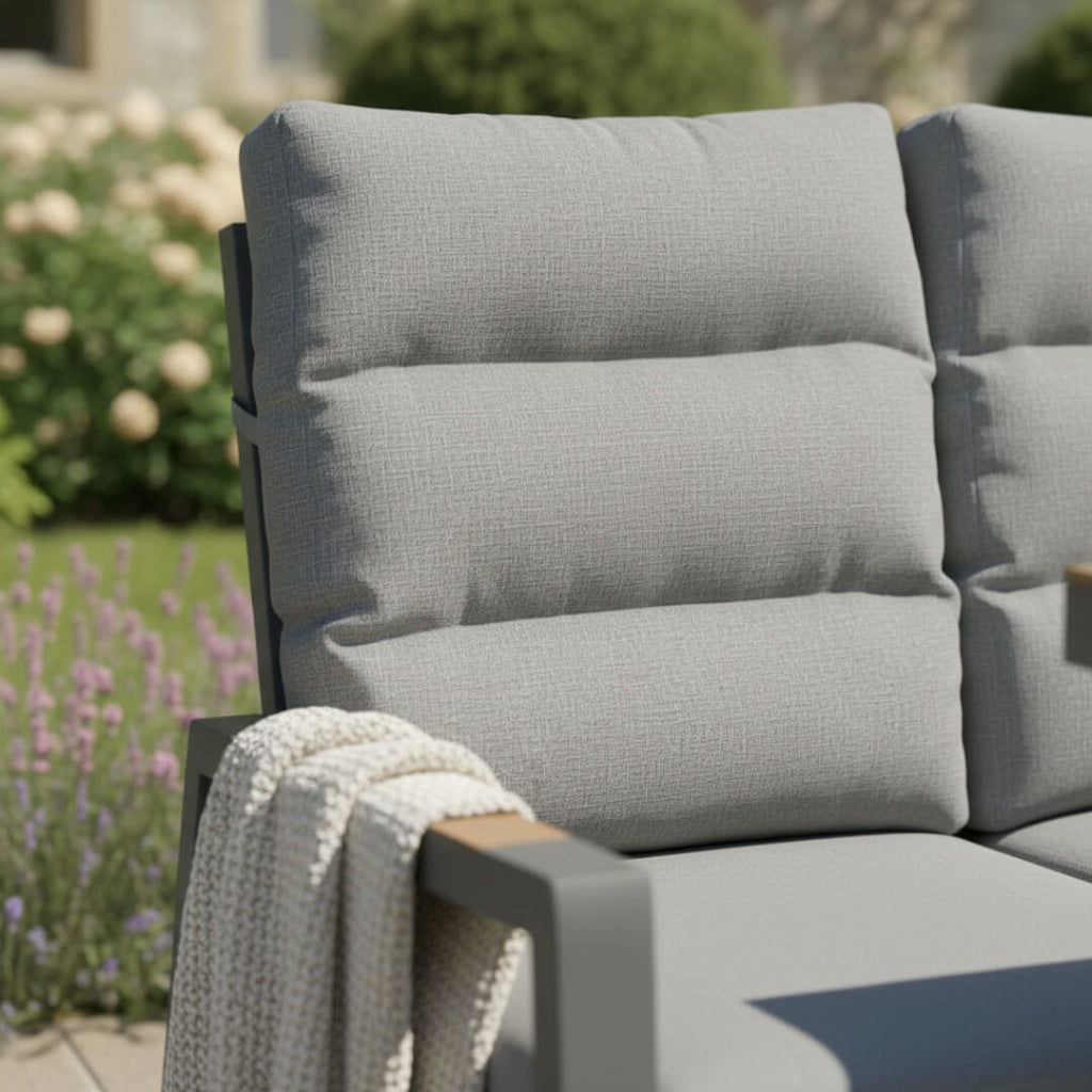 Reclining 3-Seater Sofa Set, 2 Reclining Armchairs, 1 Bench & Piston Height Adjustable Table