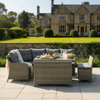 Curve Corner Sofa Set with 2 High Back Benches & Standard Dining Table
