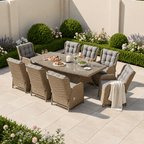8 Chair Reclining Wingback Dining Set