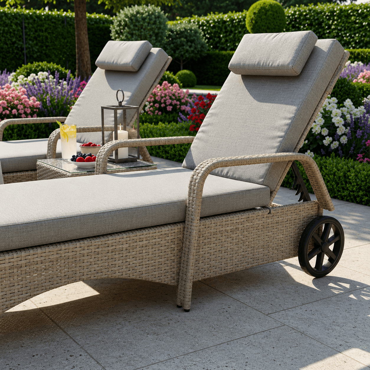 Sunlounger Set with Side Table