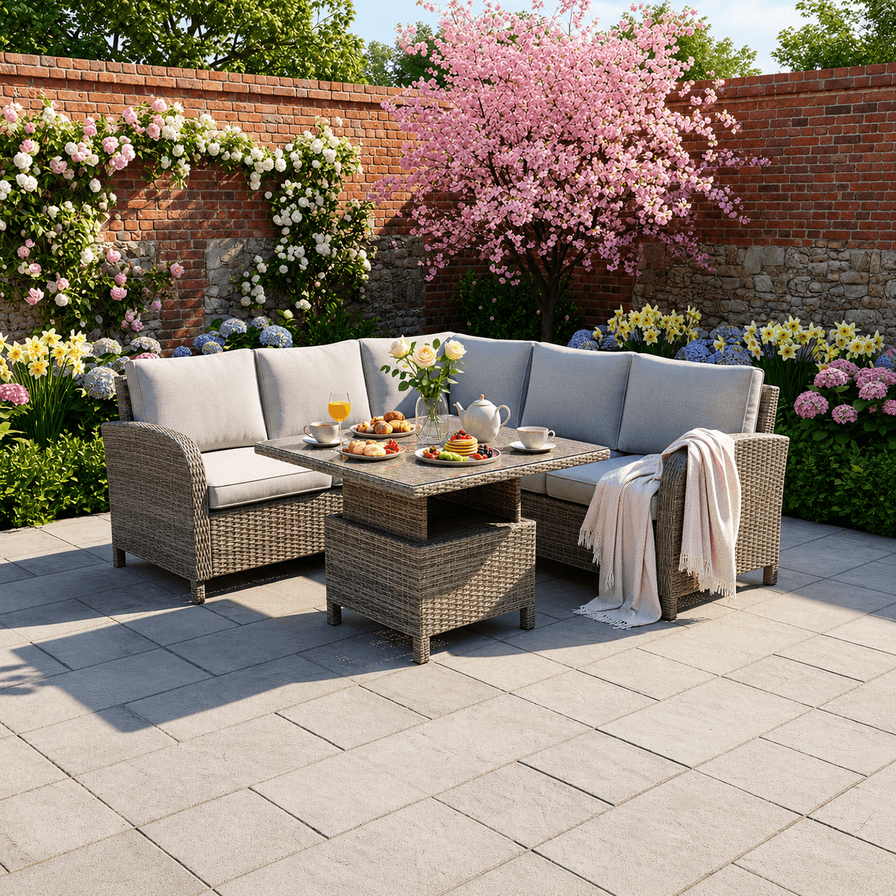 Square Corner Set with Height Adjustable Table