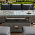 3-Seater Sofa Set with 2 Armchairs, 2 Stools & Height Adjustable Table